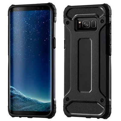 Abbildung von cofi1453 Schutzhülle Bumper Hybrid Armor kompatibel mit Motorola Moto G7 Plus Silikon Hülle Zubehör Tasche in Schwarz