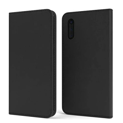 Abbildung von EAZY CASE Tasche kompatibel mit Xiaomi Mi 9 Vintage Schutzhülle Standfunktion Klapphülle im Bookstyle, Handytasche Handyhülle Flip Cover Magnetverschluss und Kartenfach, Kunstleder, Schwarz