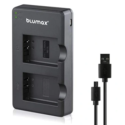 Abbildung von Blumax NB 13L Mini Dual LCD Ladegerät kompatibel mit Canon SX620 SX720 SX730 SX740 G1 X Mark III G5 G7 G9 und II