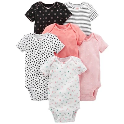 Abbildung von Simple Joys by Carter&#039;s Baby Mädchen 6 Pack Short Sleeve Bodysuit Body, Rosa/Schwarz/Weiß, Frühchen (6er Pack)