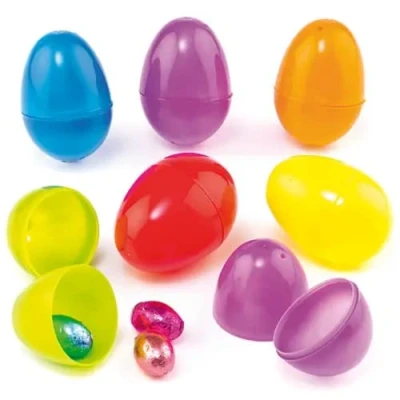 Abbildung von Baker Ross L1047 Farbige Kunststoffeier für Kinder zum Befüllen Leckereien, tolle Frühlings und Oster Partytüten Preise (12 Stück), Sortiert