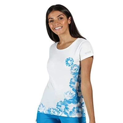 Abbildung von Regatta Breezed&#039; Active Coolweave Damen T Shirts/Polos/Westen aus Baumwolle mit Grafikdruck XXXXX Large Blue Aster