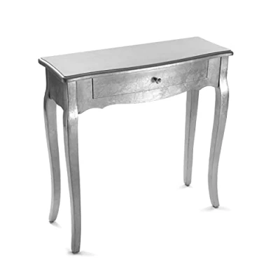 Abbildung von Versa Cagliari Schmales Möbelstück für den Eingangsbereich oder Flur, Moderner Konsolentisch, mit 1 Schublade, Maßnahmen (H x L B) 80 30 cm, Holz, Farbe: Silber