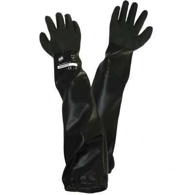 Abbildung von L+D 1485 HE Gummihandschuhe schwarz Baumwolle, PVC