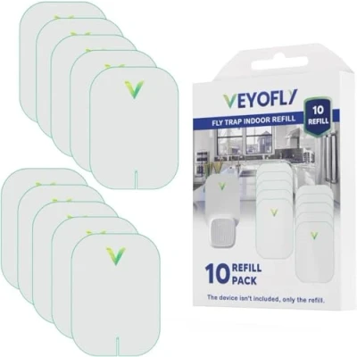 Abbildung von VEYOFLY Nachfüllpackungen für fliegenden Insektenfänger,Insektenfalle,Fliegenfalle den Innenbereich,Sicheres Zuhause,Fruchtfliegenfallen,Mückenvernichter,Mückenvernichter (10er Pack)