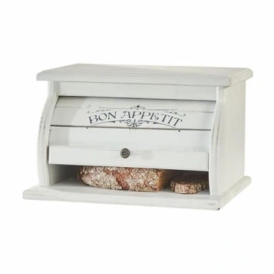 Abbildung von Mirabeau Brotkasten Brotbox Bon Appetit antikweiß, MDF, Boden: Tannenholz (cunninghamia lanceolata)