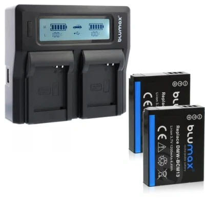 Abbildung von Blumax 2X Akku ersetzt Panasonic DMW BCM13 / E 1200mAh + Doppelladegerät kompatibel mit Lumix DMC Reihe TZ40 TZ41 TZ55 TZ56 TZ58 TZ60 TZ61 TZ70 TZ71 ZS30 ZS40 TS5 FT5