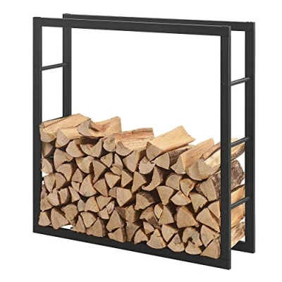 Abbildung von [en.casa] Kaminholzregal Täby Brennholzregal innen außen Metall 100 x 25 cm Holzunterstand Stapelhilfe für Feuerholz Holzlager Kaminholzständer Schwarz