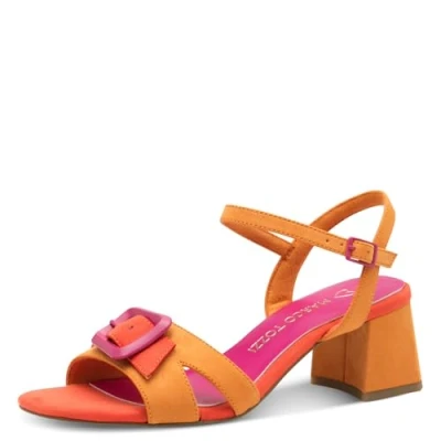 Abbildung von MARCO TOZZI Damen Sandalen mit Absatz Schnalle Bequem, Mehrfarbig (Mango Comb), 38 EU