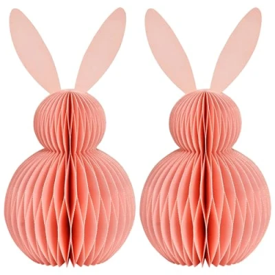 Abbildung von matches21 HOME &amp; HOBBY Osterdeko Osterhasen zum Hinstellen rosa 2er Set Dekofiguren Ø 11 x 20 cm als Frühlingsdeko aus Papier