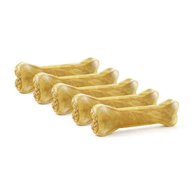 Abbildung von DOGBOSS 100% Natur Kauknochen Hundeknochen, Rinderhaut mit Hähnchen, 5 Stück 17 cm