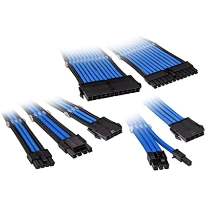 Abbildung von KOLINK Sechs Kabelverlängerungssätze Sleeved Cable Kit Enthält 24 polige 4+4 8 und 6+2 Pc Kabel PCIe Funktioniert mit 5.0 (Blau)