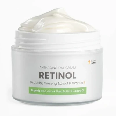 Abbildung von Swedish Nutra Anti Aging Retinol Tagescreme I Hydratisierte &amp; glatte Haut Bisabolol, Vitamin E, Bio Aloe Vera, Sheabutter, Jojobaöl Made in Sweden 50ml