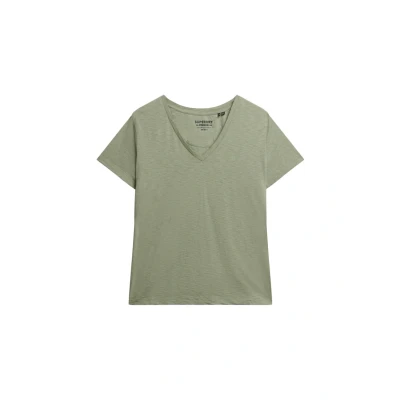 Abbildung von Superdry Studios SLUB Embroidered Tshirt basic, Damen, Größe: 44, Dusty sage
