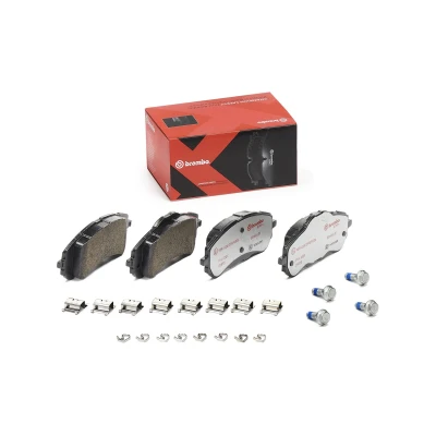 Abbildung von BREMBO P 61 120X Bremsbelagsatz exkl. Verschleißwarnkontakt mit Bremssattelschrauben Zubehör PEUGEOT: 308 SW 2, II Schrägheck