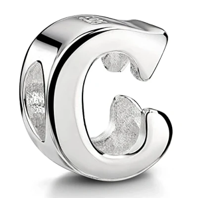 Abbildung von Materia Bead Hochglanz Charm Buchstabe / Alphabet &quot; C 1382, 925 Sterling Silber