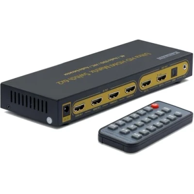 Abbildung von KanaaN Leicke 4K UltraHD HDMI 6x2 Matrix Switch mit Fernbedienung 5.1 Surround SPDIF Optisch + Stereo 3.5mm Klinke Audioausgang Arc und Pip FullHD, UHD, 4K, 4K*2K 1.4 Standard HDCP 2.0