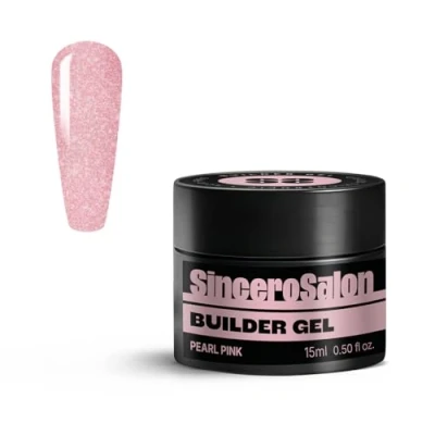 Abbildung von SINCERO SALON Aufbaugel für Gelnägel Pearl Pink UV zur Nagelverlängerung und Modellage Nail Art Acrylgel Nägel Farbgel Versiegelungsgel 15ml