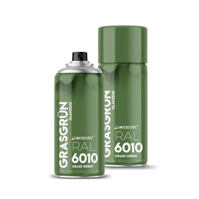 Abbildung von MICROTEC® Sprühlack 400ml hochwertiges Acryllackspray matt oder glänzend Sprühfarben für Metall, Holz, Kunststoff u.v.m. große Farbauswahl (Grasgrün RAL 6010)