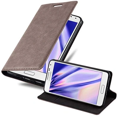Abbildung von Cadorabo Hülle kompatibel mit Samsung Galaxy Alpha aus Premium Kunst Leder Flip Klappbare Stoßfeste Magnetische [Standfunktion] [Kartenfächern] Cover für Tasche in Braun