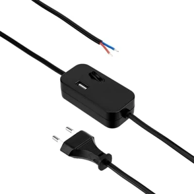 Abbildung von REV Zuleitung, Kabel mit Schalter und Eurostecker Zwischenschalter USB A, 2m, schwarz
