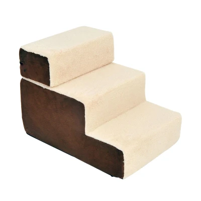 Abbildung von PawHut Haustiertreppe 3 Stufen Hundetreppe Katzentreppe (Haustierleiter, 1 St., Tiertreppe), Beige 54 x 40 39 cm