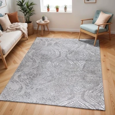 Abbildung von Surya Meknes Vintage Teppich Wohnzimmer, Esszimmer, Flur, Rugs Living Room Boho Orientalisch Style, Kurzflor Carpet Beige und Weiß 120x170cm