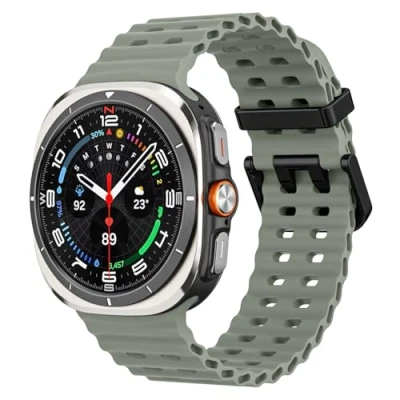 Abbildung von MoKo Sport Armband Kompatibel mit Samsung Galaxy Watch Ultra 47mm 2024 Herren Damen, Atmungsaktives Weiches Silikon Wasserdichtes Zubehör für Band, Graugrün