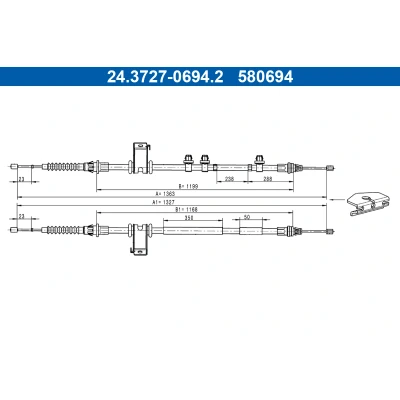 Abbildung von ATE 24.3727 0694.2 Handbremsseil 1363, 1327 FORD: FIESTA 6, B Max