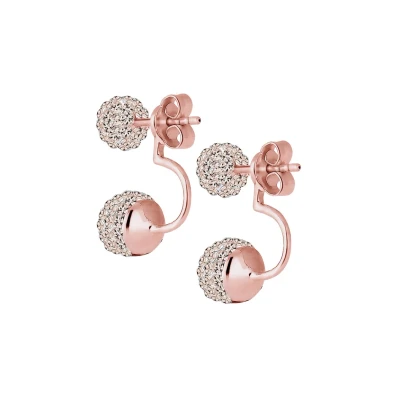 Abbildung von Elli Ohrringe Damen Kugel im Front Back trend mit Kristalle in 925 Sterling Silber Rosé vergoldet