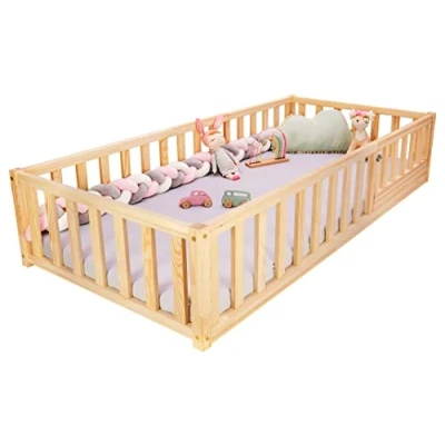 Abbildung von Best For Kids Natur Kinderbett mit Rausfallschutz Montessori 140x200 Ohne Matratze