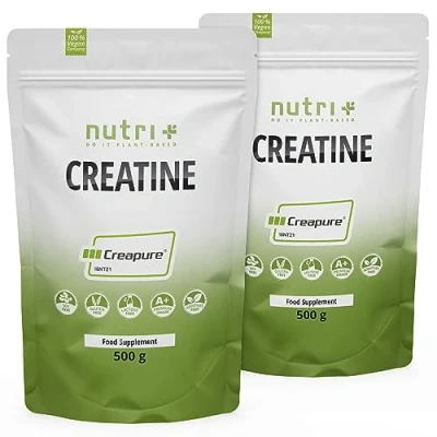 Abbildung von Nutri + Creatin 1 kg Creapure Kreatin Monohydrat Pulver für mehr Kraft Creatinmonohydrat hochdosiert, geschmacksneutral vegan 1000 g Creatine