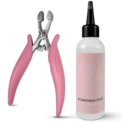 Abbildung von hair2heart Echthaar Extension Set Bondinglöser mit Bondingzange