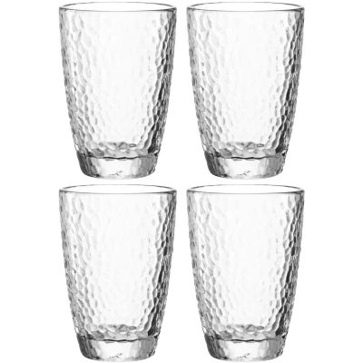 Abbildung von Leonardo Matera Trinkgläser Set 4 teilig Hochwertiges Glas in Hammerschlag Optik Inhalt 340 ml Spülmaschinenfest, robust 4er transparent, 077408