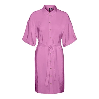 Abbildung von VERO MODA Women&#039;s VMQUEENY S/S Short Shirt Dress WVN GA Kleid, Cyclamen, M