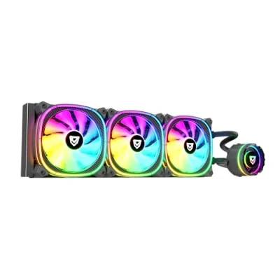 Abbildung von Nfortec ATRIA X Liquid CPU Cooling ARGB 360mm, Infinity Mirror 360 Grad drehbar, 3x 120mm PWM Lüfter, AMD und Intel kompatibel, Schwarz