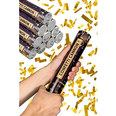 Abbildung von Praknu Konfetti 10x Konfettikanonen Gold 30cm Party Popper Für Glitzer Regen, Großes Explosionsbox Kanone Einfach &amp; Sicher Zu Bedienen
