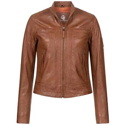 Abbildung von Rock Creek Damen Lederjacke Biker Jacke Echtleder Motorradjacke Leder Jacken Damenjacke Stehkragen Winterjacke Übergangsjacke D 486 Hellbraun S