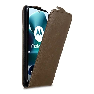 Abbildung von Cadorabo Hülle kompatibel mit Motorola Moto G200 5G Flip Design aus Premium Kunst Leder Klappbare Stoßfeste Magnetische Cover für Tasche in Braun