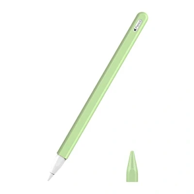 Abbildung von MoKo Hülle Kompatibel mit Apple Pencil Pro/Apple 2. Generation, 【2 Stück】 1 Stifthülle &amp; Spitzehülle Magnetisch Aufladung Doppelklick Touch Funktion Ausziehbar Schutzhülle, Grün