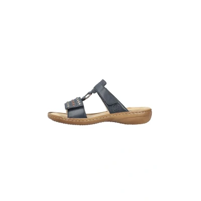 Abbildung von Rieker Pantolette flach, Damen, Größe: 36, Stahlblau Schuhe