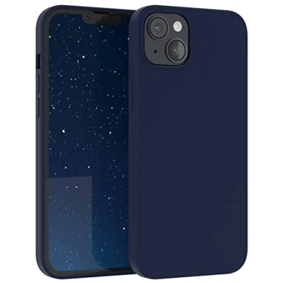 Abbildung von EAZY CASE Premium Silikon Handyhülle kompatibel mit iPhone 14 Plus, Slimcover Kameraschutz und Innenfutter, Silikonhülle, Schutzhülle, Bumper, Handy Case, Hülle, Softcase, Nachtblau, Blau