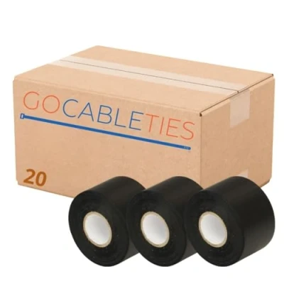 Abbildung von GOCABLETIES Isolierband Schwarz 50 mm x 33 m 20 Rollen strapazierfähiges, selbstklebendes zum Schutz, Bündeln und Reparieren von Kabeln
