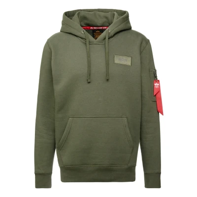Abbildung von ALPHA INDUSTRIES Herren Back Print Hoody Kapuzensweat Kapuzenpullover, Dark Olive, S