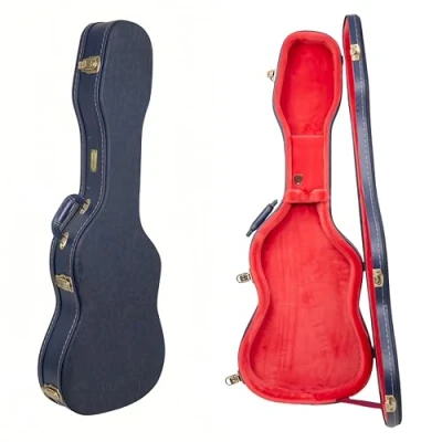 Abbildung von Crossrock Relief Series Holzkoffer für Telecaster und Stratocaster Modelle, mit stark strukturierter Oberfläche, Kunstfell in Nerzoptik, Edelstahlverschlüssen Ozeanblau (CRW630STOB)