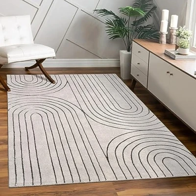 Abbildung von Paco Home Teppich &quot;Tuana 215&quot;, rechteckig, Kurzflor, Regenbogen, Hoch Tief Struktur, Scandi Look