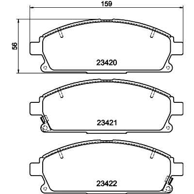 Abbildung von HELLA 8DB 355 009 661 Bremsbelagsatz mit akustischer Verschleißwarnung NISSAN: X Trail, Serena, Pathfinder 2, ACURA: MDX, HONDA: Elysion I