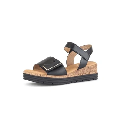 Abbildung von Gabor Comfort Plateausandalette, Damen, Größe: 42, Schwarz uni gold Schuhe
