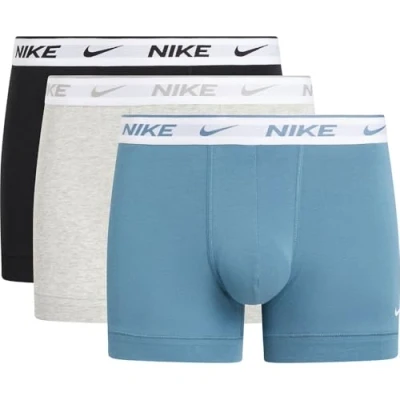 Abbildung von Nike Herren Trunk 3pk Unterwäsche, Blk/Gry H/Smokey Blue White Wb, S