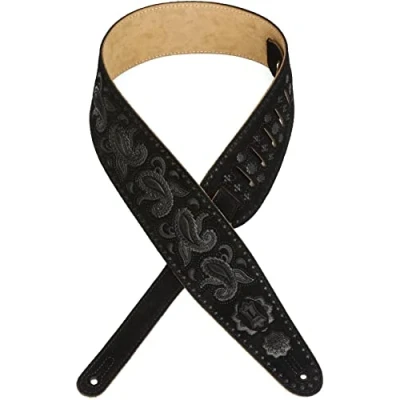 Abbildung von Levy&#039;s Leathers Pms44t03 blk Gitarrengurt aus Wildleder, Paisleymuster, 7,6 cm, Schwarz